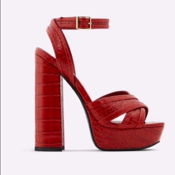 Aldo Shoes - NWT Aldo Dwaurith Red Snakeskin Platform Heels